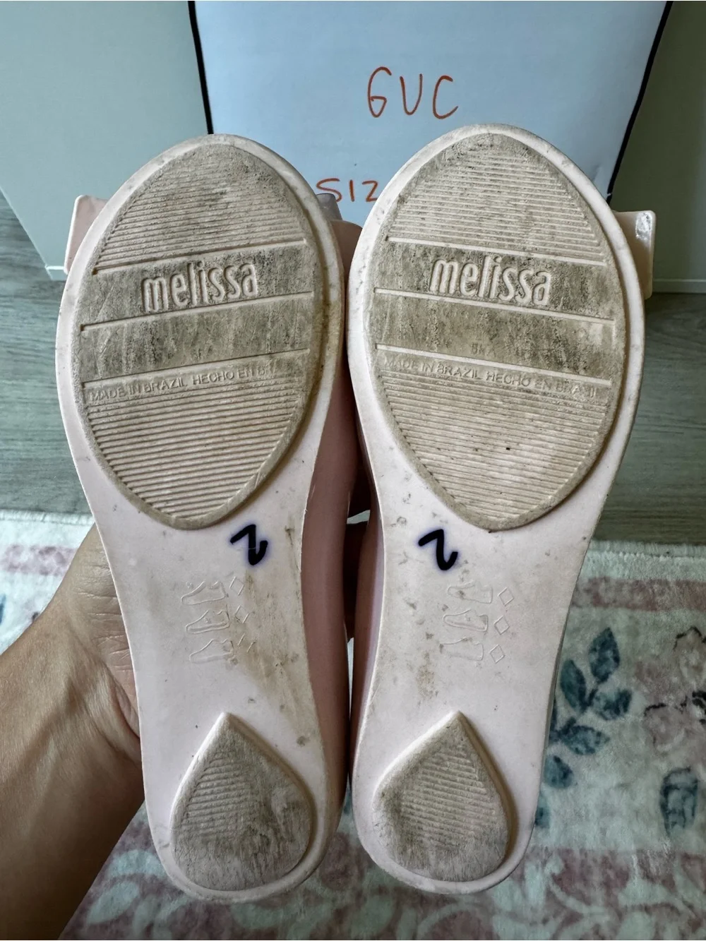 Mini Melissa Blush Pink Jelly Flats with Gold Bow